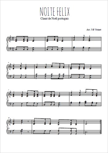 Téléchargez l'arrangement pour piano de la partition de Noite feliz en PDF